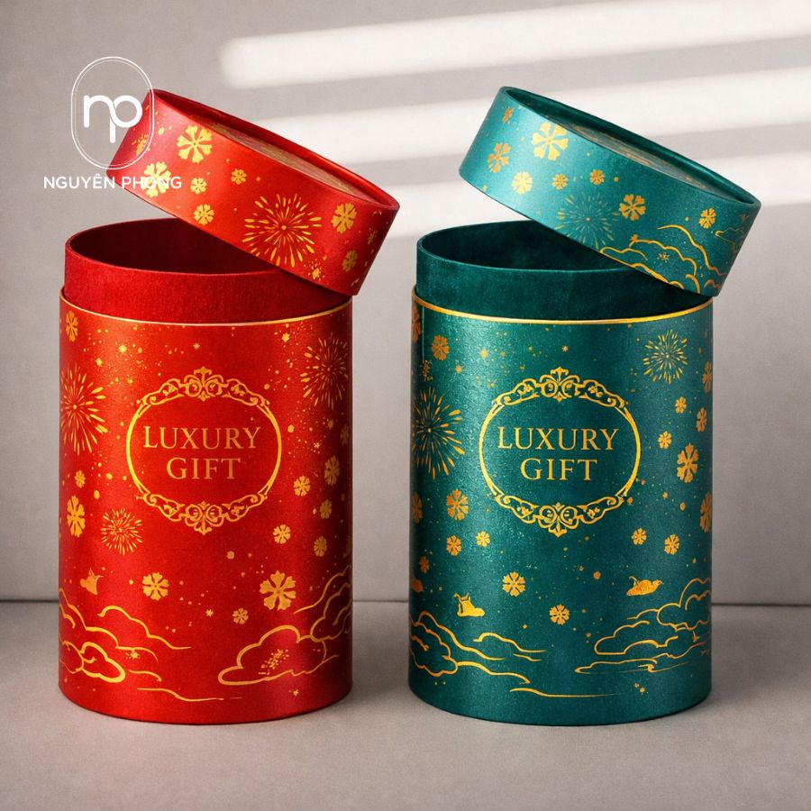 Mẫu hộp trụ tròn đựng trà